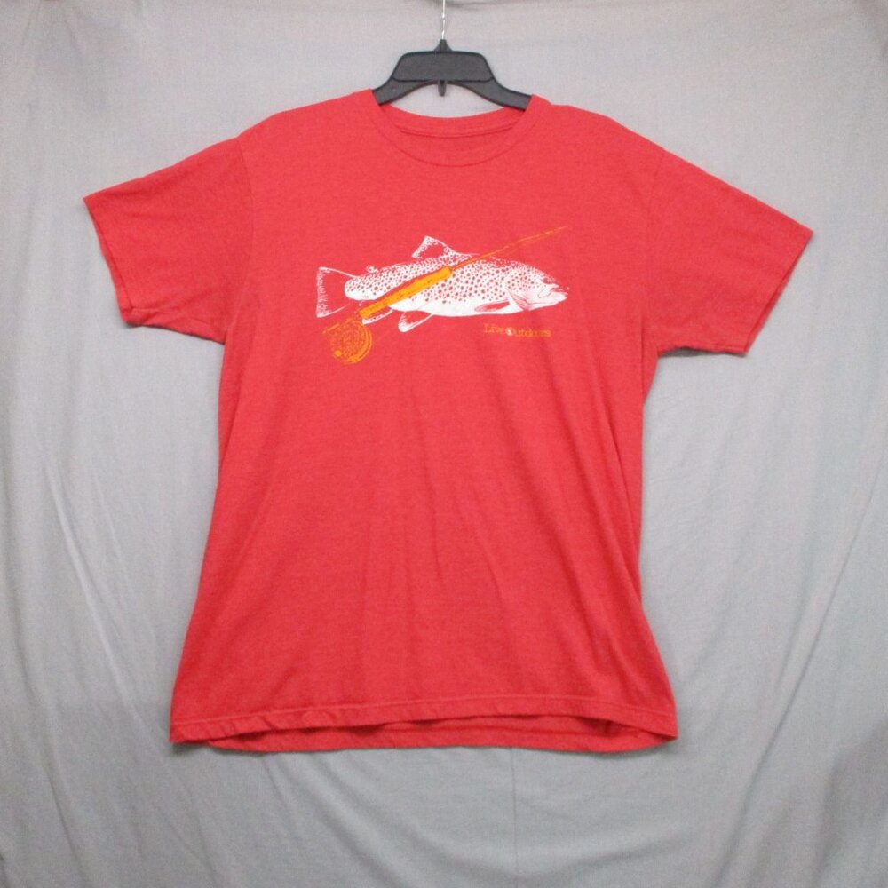 Gander Mountain Fishing Graphic Print T-Shirt Red‎ Men Size | L